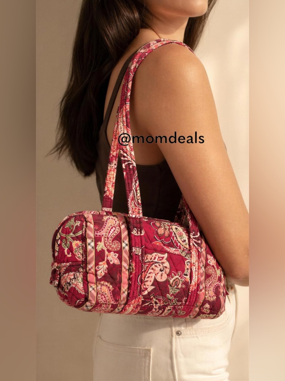2pc Vintage Vera Bradley Piccadilly Plum Mini Duffle Shoulder Bag & Card Case